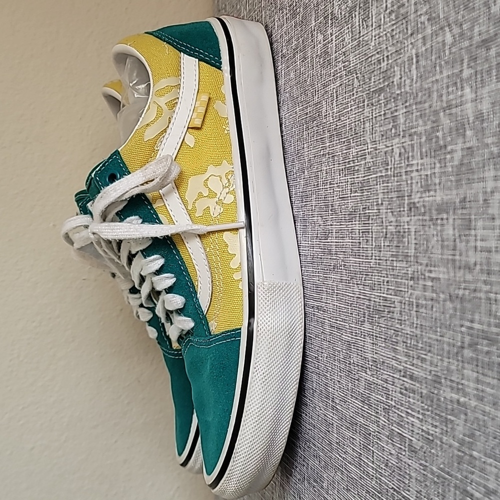 Vans Old Skool Aloha Teal Yellow Mens Size 8.5 Skate Sneakers Skateboarding
